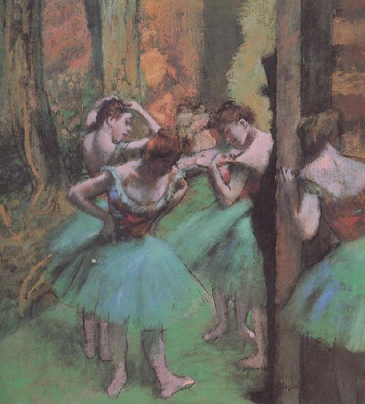 Edgar Degas dancers pink and green oil painting image